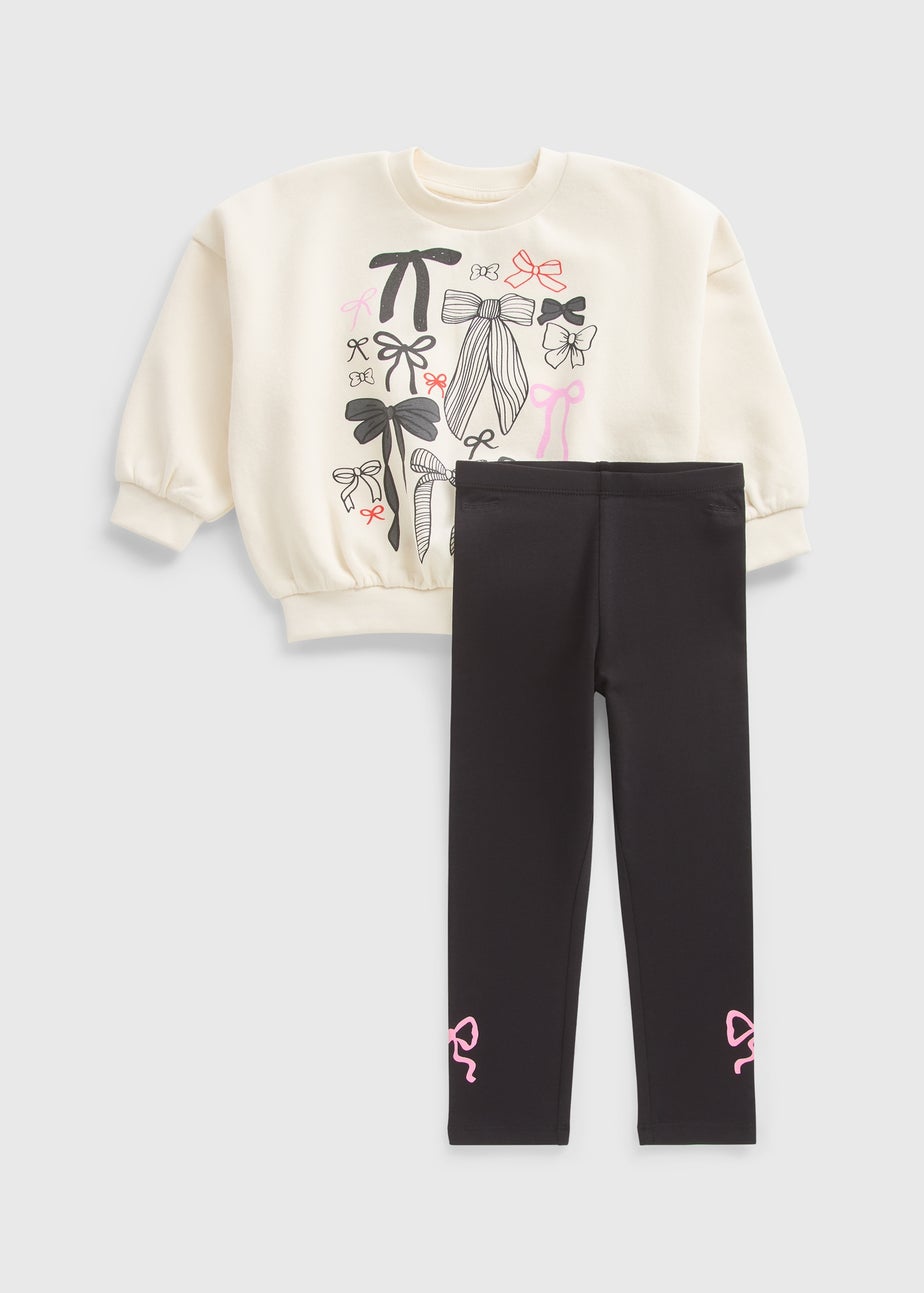 Girls Black Bow Sweatshirt & Legging Set (1-7yrs)
