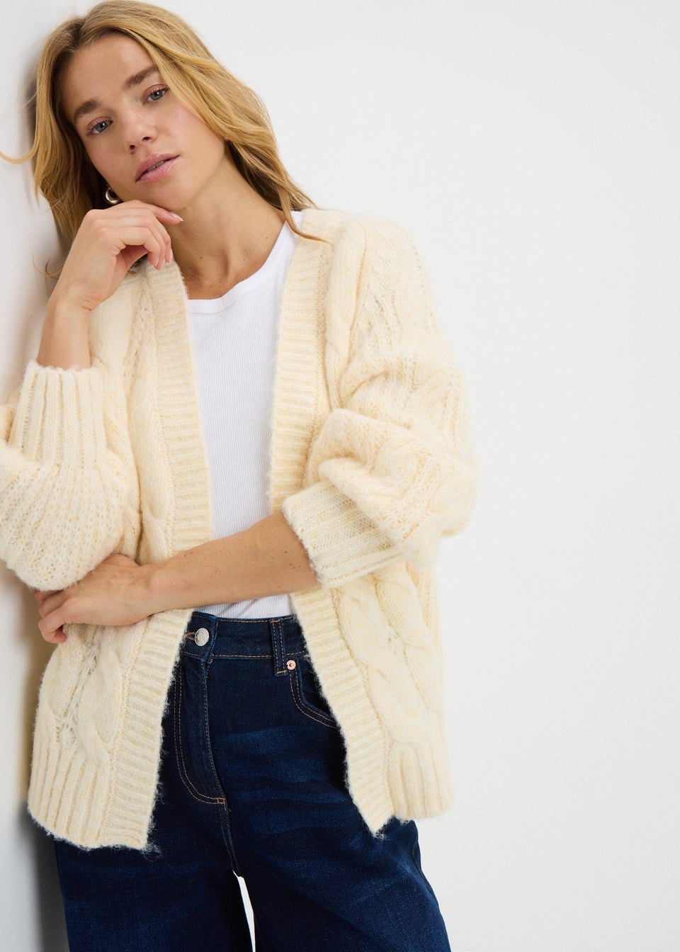 Light Yellow Cable Cardigan