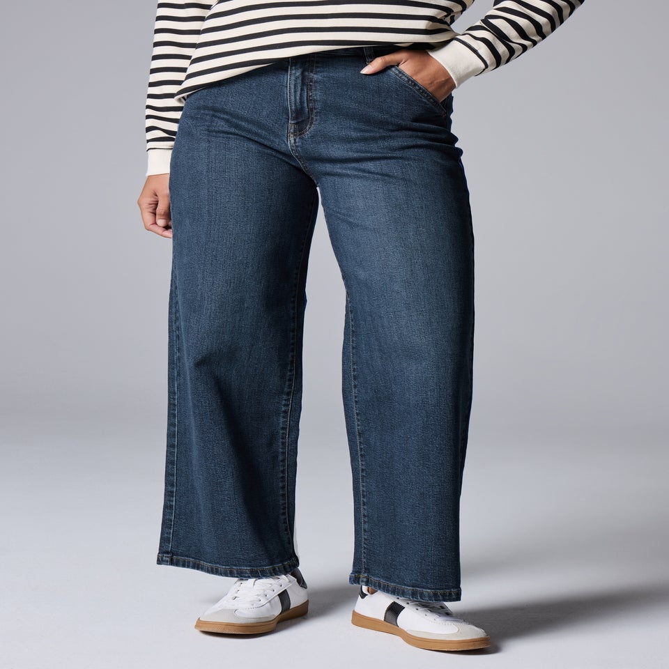 Darkwash Stretch Wide Leg Jeans