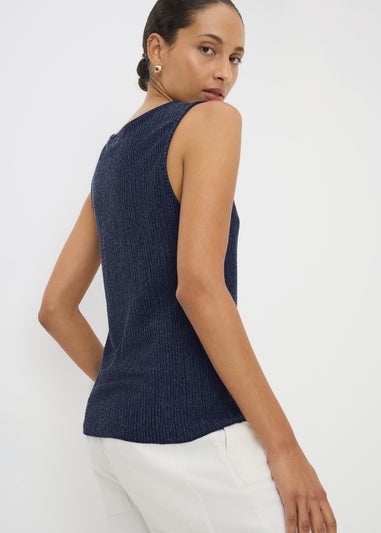 Navy Textured Seam Vest Top