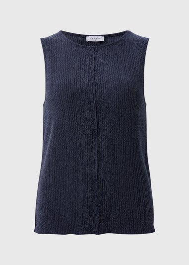 Navy Textured Seam Vest Top