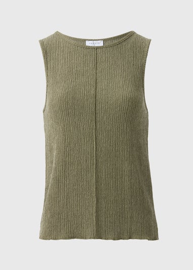Khaki Textured Seam Vest Top