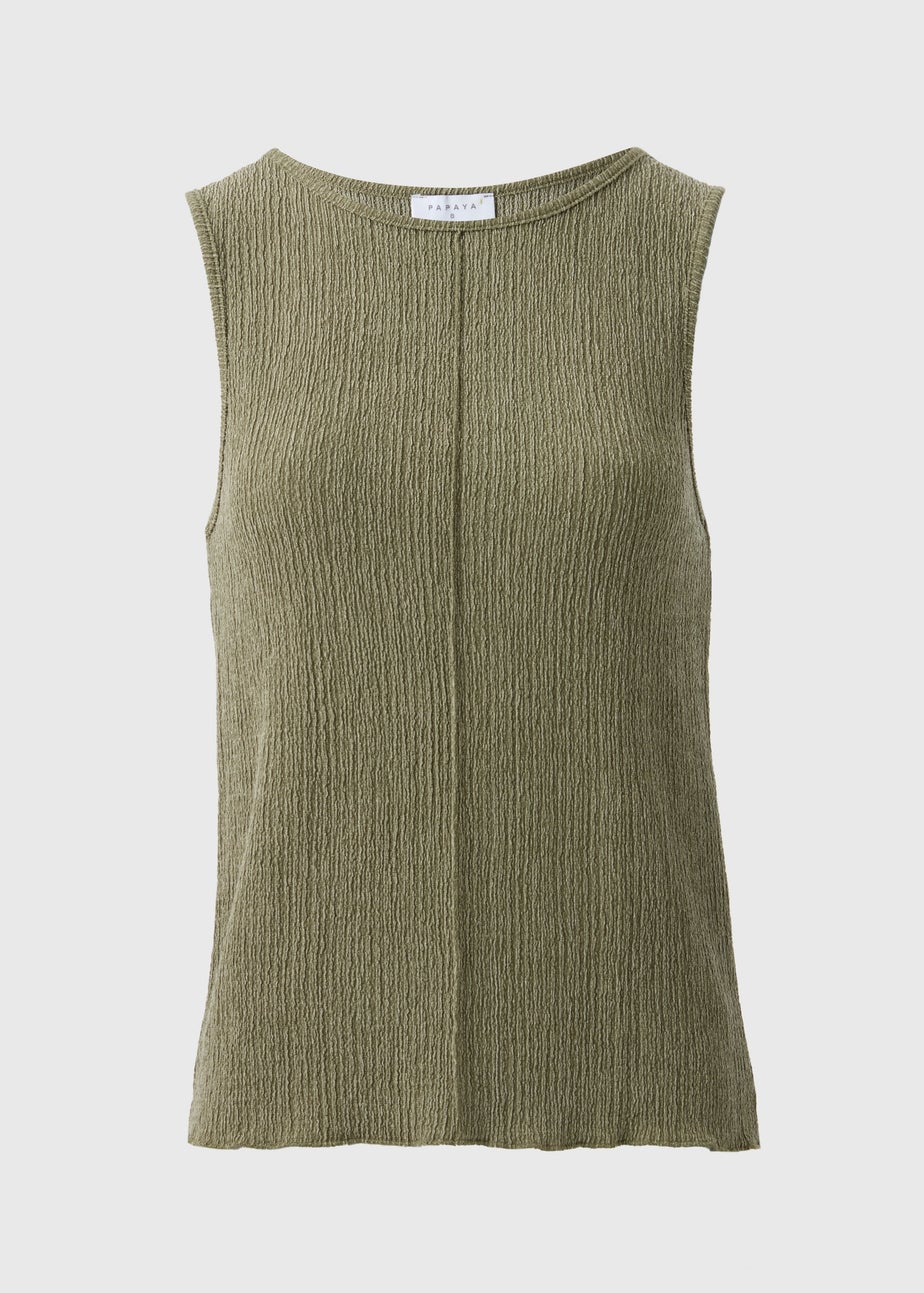 Khaki Textured Seam Vest Top