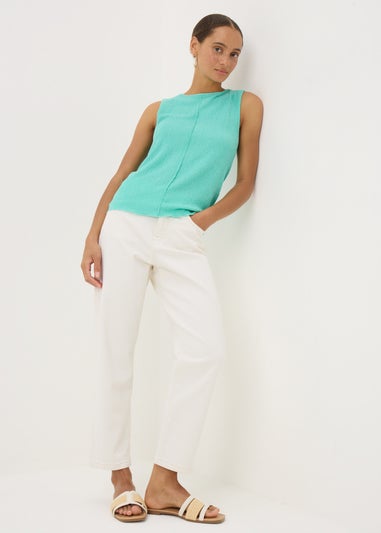 Blue Textured Seam Vest Top