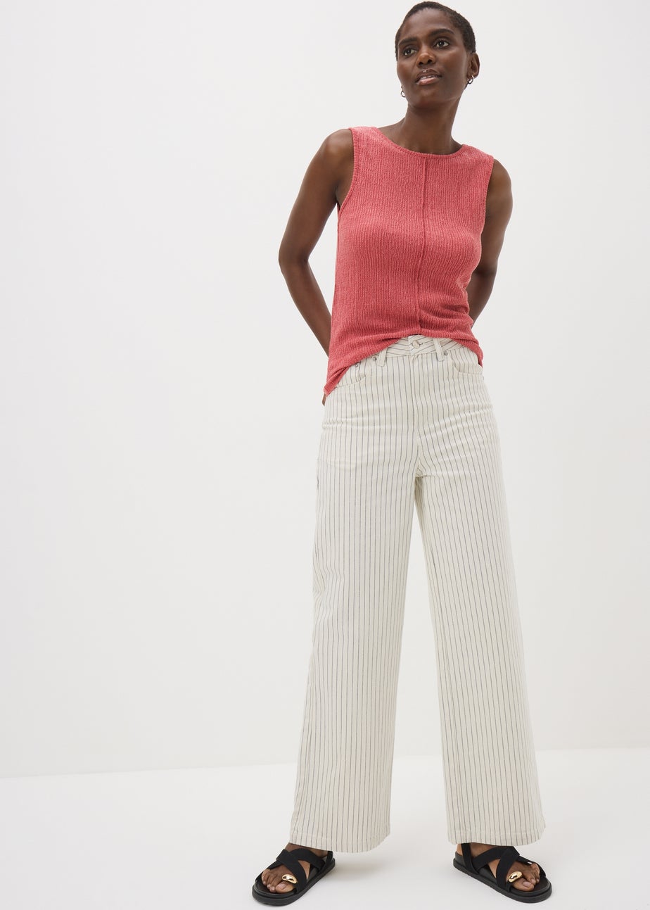 Pink Textured Seam Vest Top