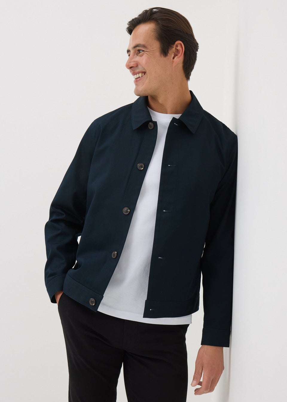 Navy Button Smart Shacket