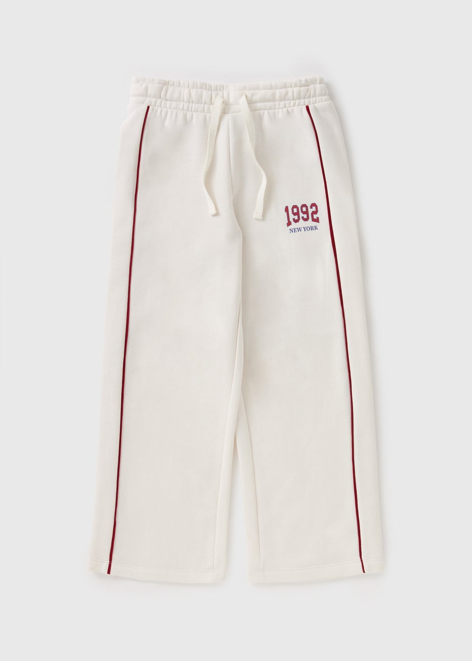 Girls Cream New York Wide Leg Joggers (7-15yrs)
