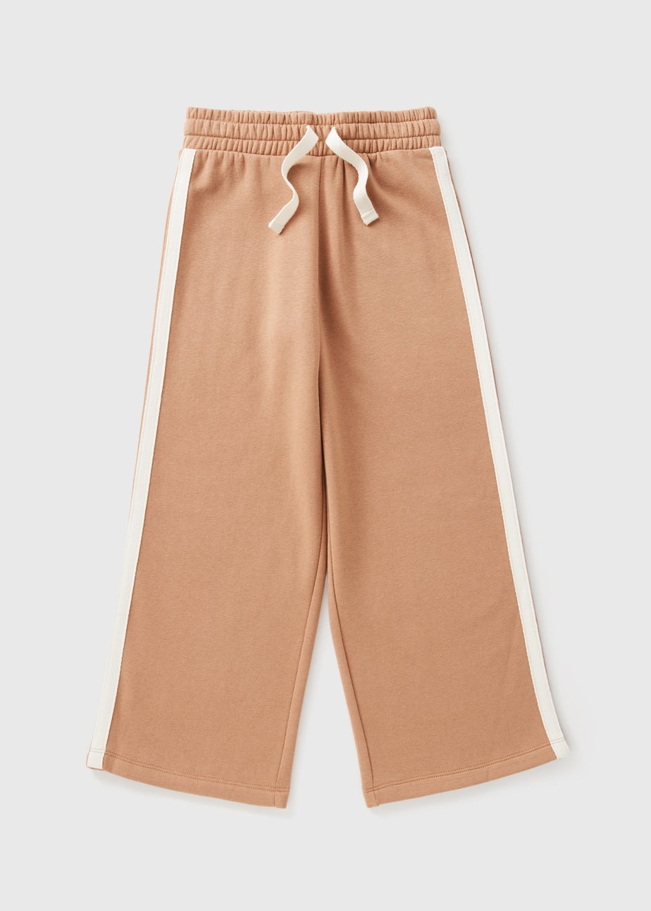 Girls Beige Wide Leg Jogging Bottoms (7-15yrs)