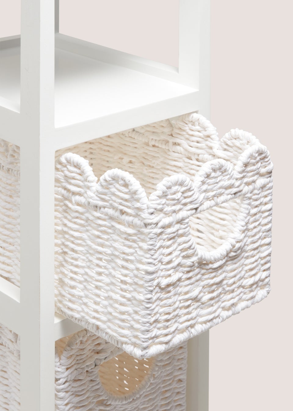 White Scallop Wood Drawers