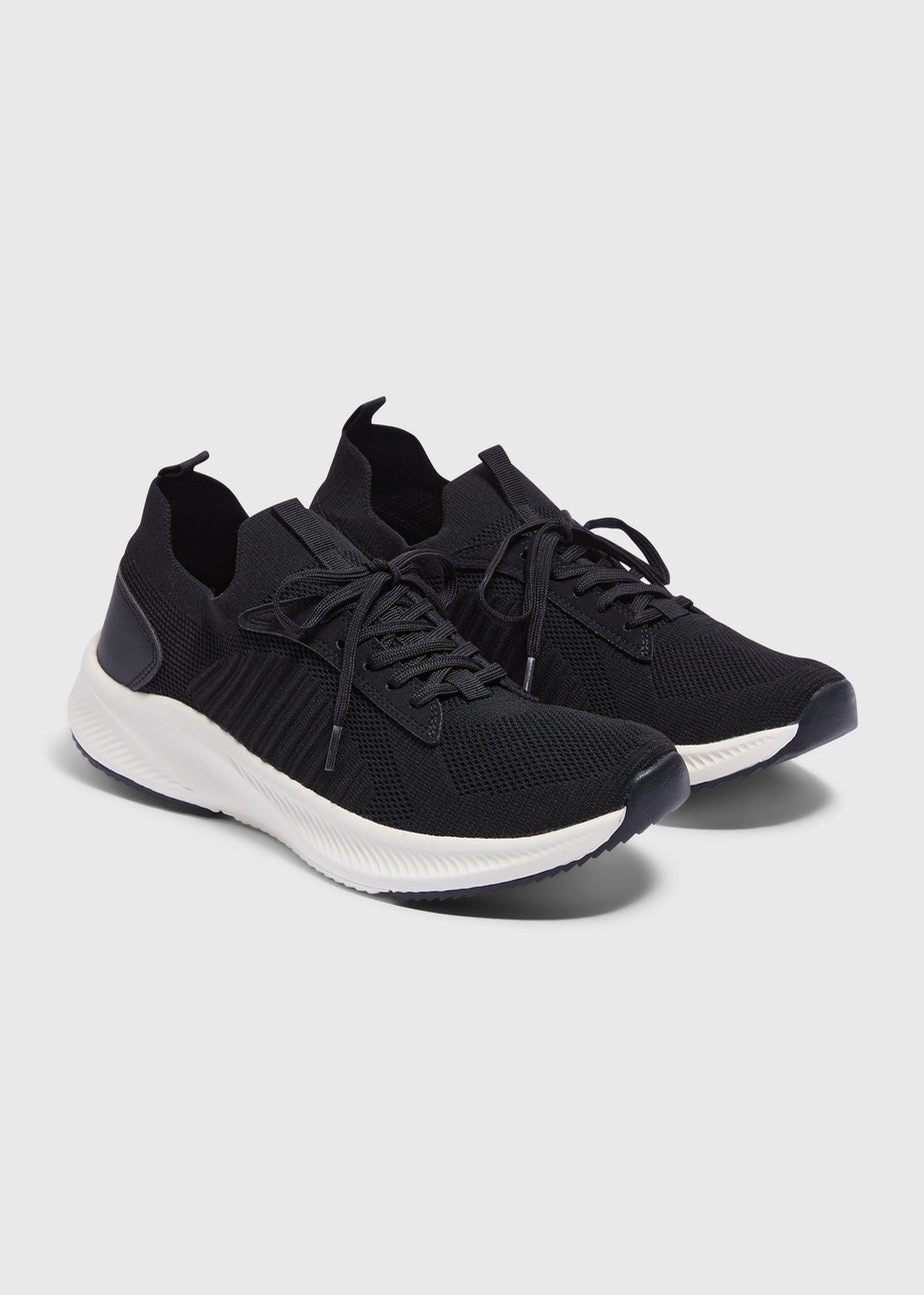 Black Knitted Sports Runner Trainers