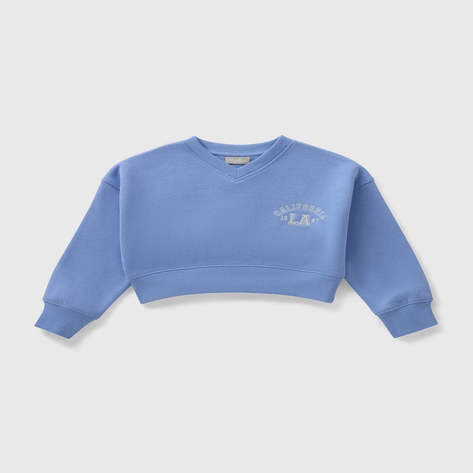 Girls Blue V-Neck Sweatshirt (7-15yrs)
