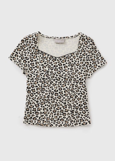 Girls Brown Leopard Top (7-15yrs)
