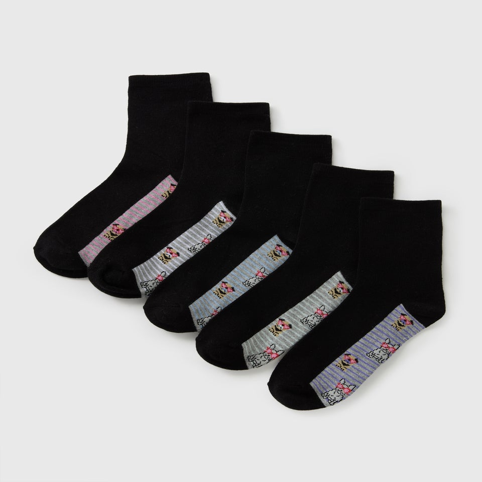 5 Pack Multicolour Floral Sole Socks