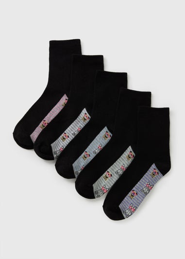 5 Pack Multicolour Floral Sole Socks
