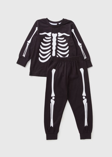 Kids Black Halloween Skeleton Pyjama Set (1-13yrs)