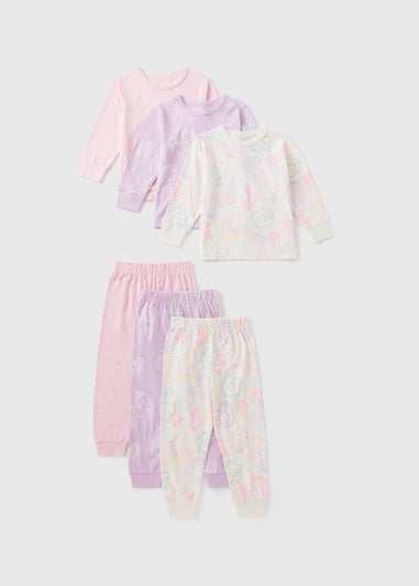 Girls Pink Unicorn Pyjama Sets (1-7yrs)