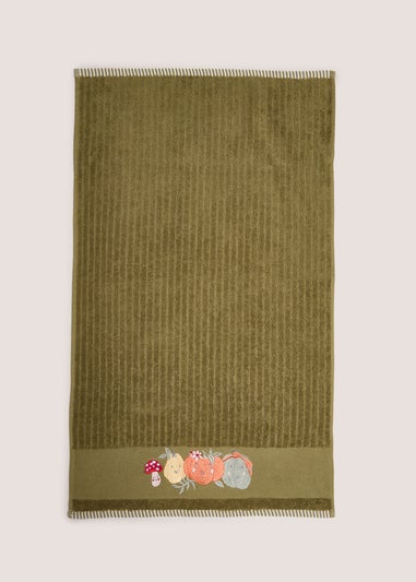 Green Pumpkin Embroidered Hand Towel