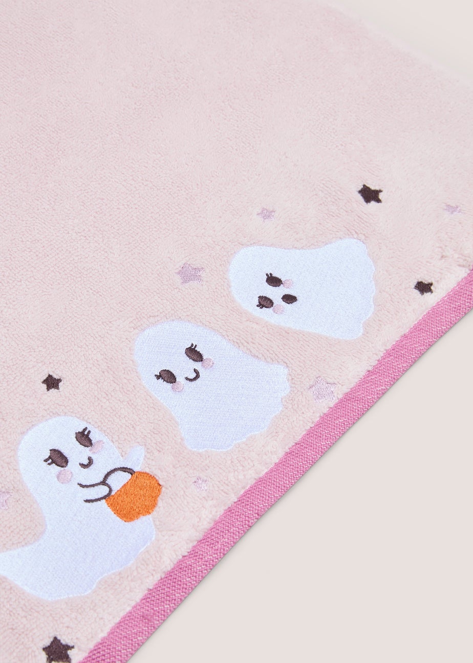Pink Halloween Ghost Hand Towel