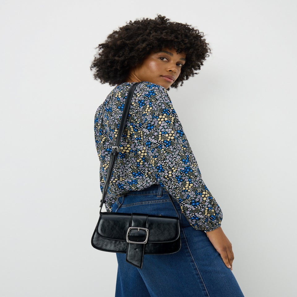 Black Faux Leather Cross Body Bag