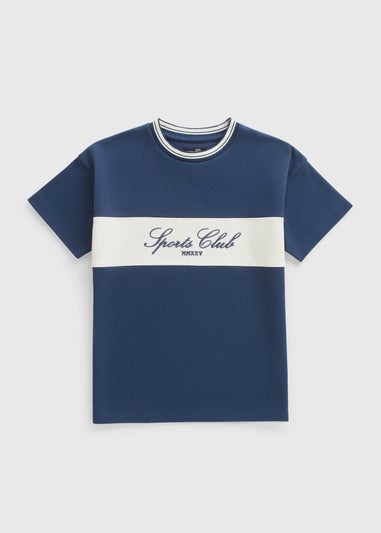 Boys Navy Sports Club T-Shirt (7-15yrs)