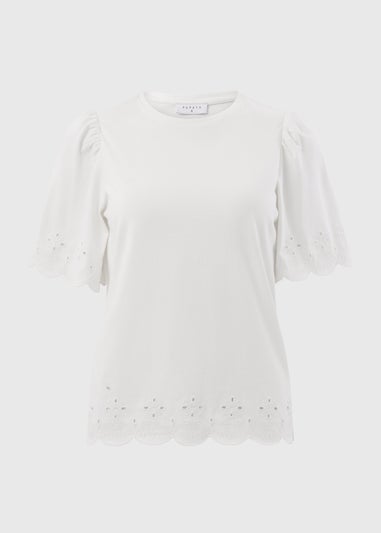 White Floral Cut Out T-Shirt