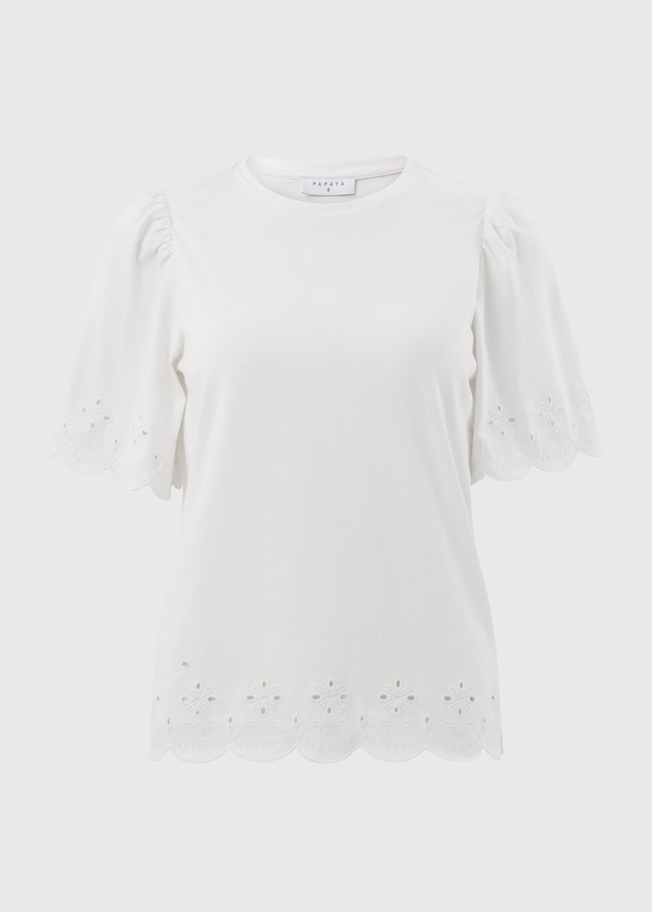 White Floral Cut Out T-Shirt
