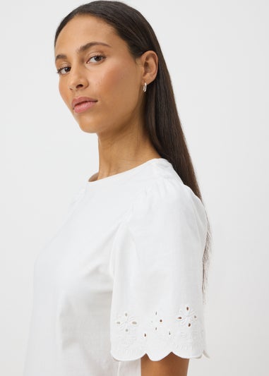 White Floral Cut Out T-Shirt