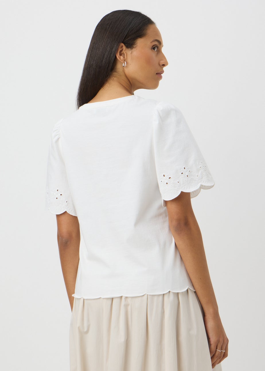 White Floral Cut Out T-Shirt