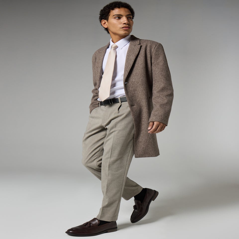 Taylor & Wright Brown Herringbone Overcoat