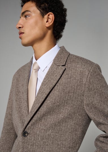 Taylor & Wright Brown Herringbone Overcoat