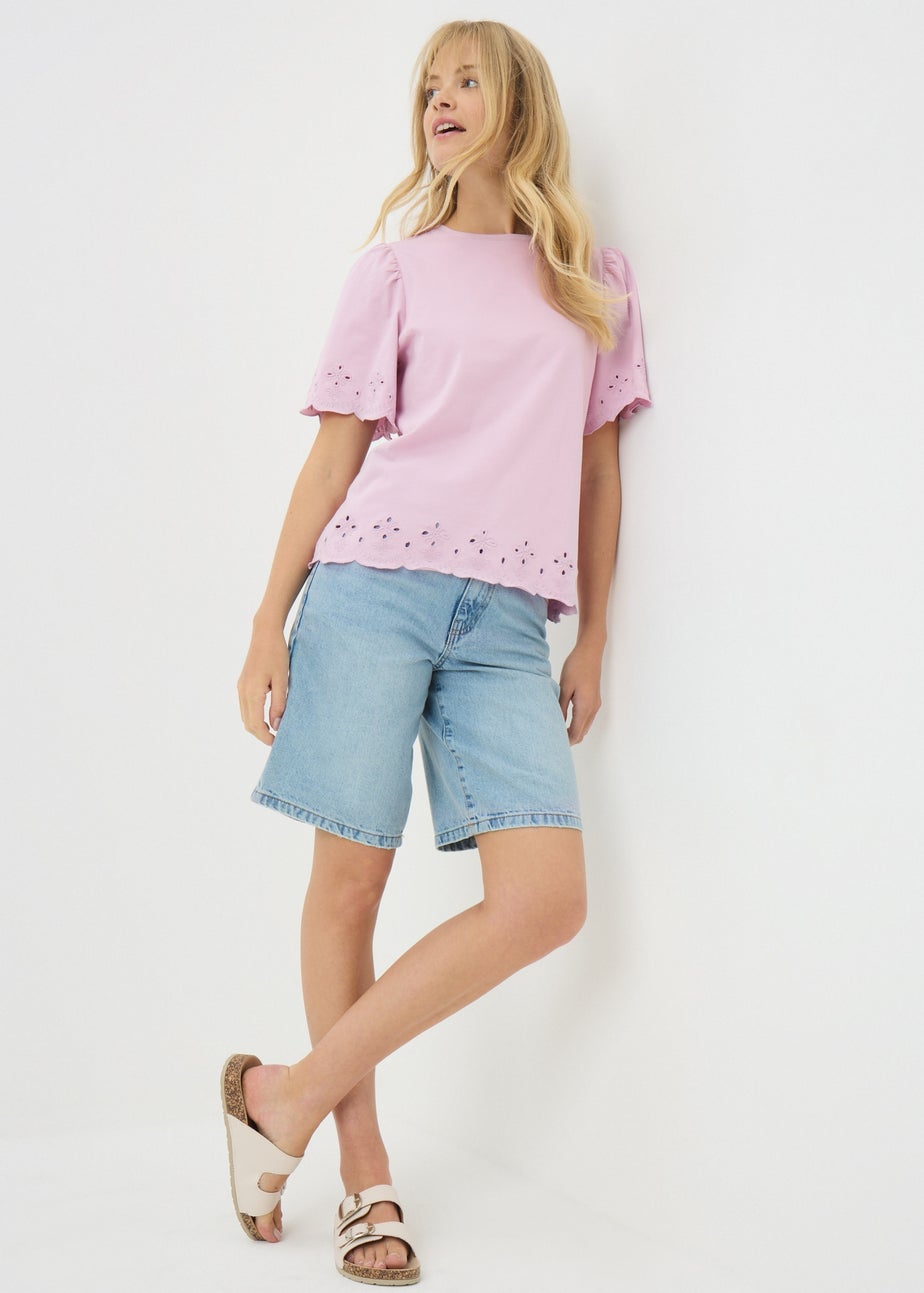 Lilac Floral Cut Out T-Shirt