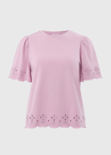 Lilac Floral Cut Out T-Shirt