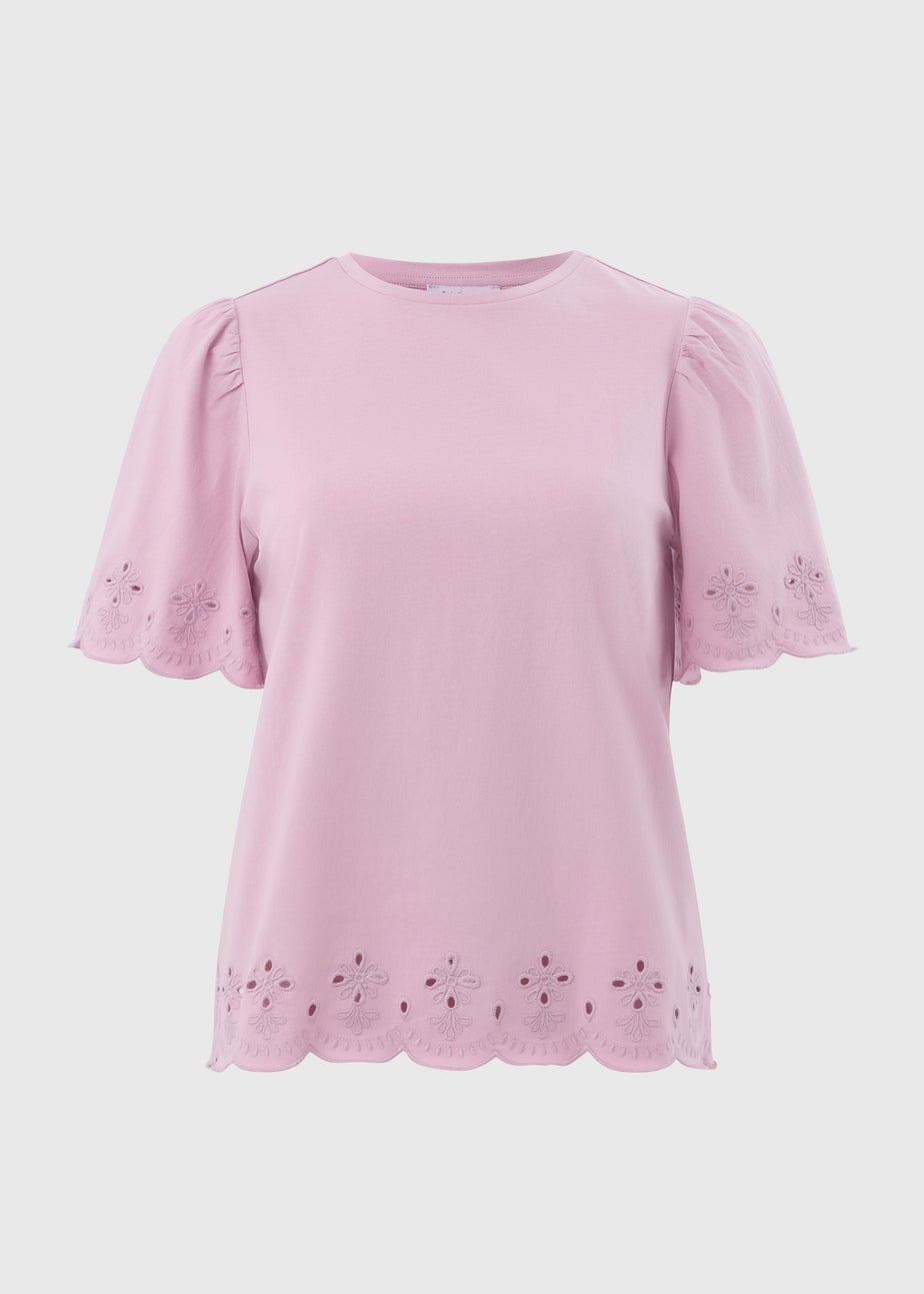 Lilac Floral Cut Out T-Shirt
