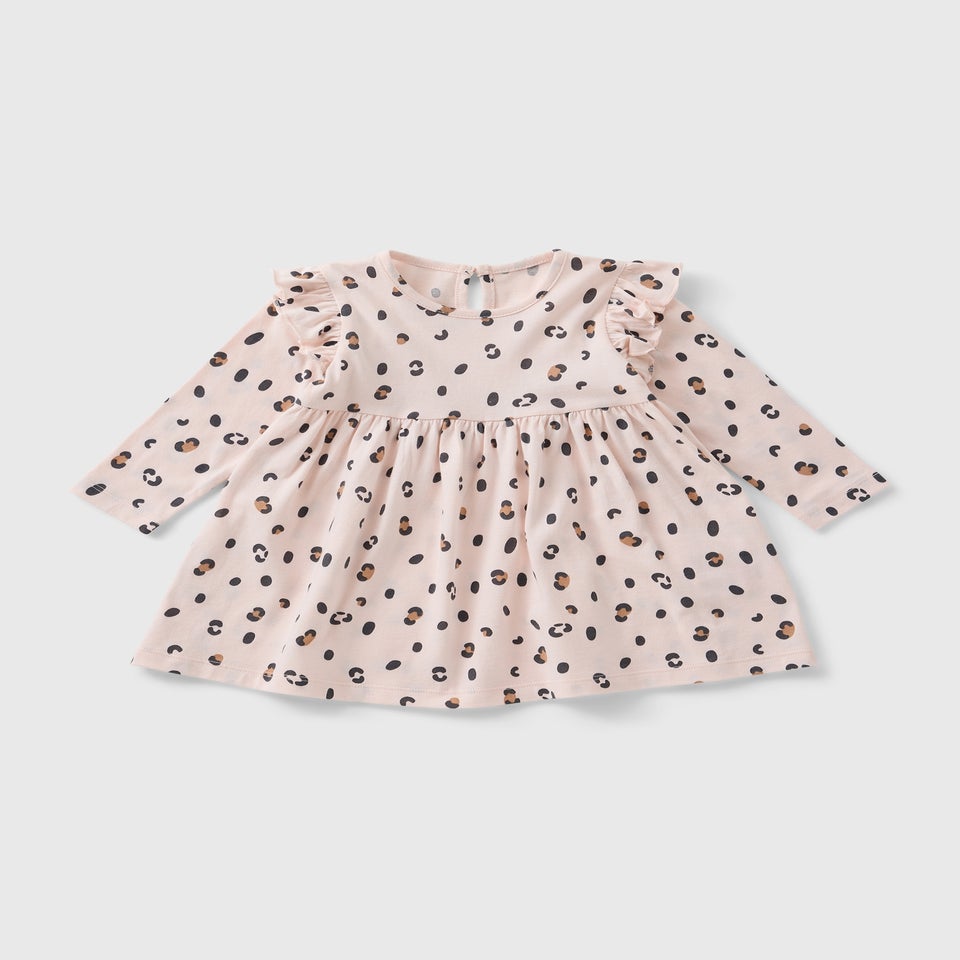 Girls Pink Leopard Dress (Newborn-23mths)