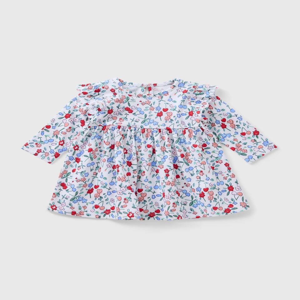 Baby Multicolour Cherry Floral Dress (Newborn-23mths)