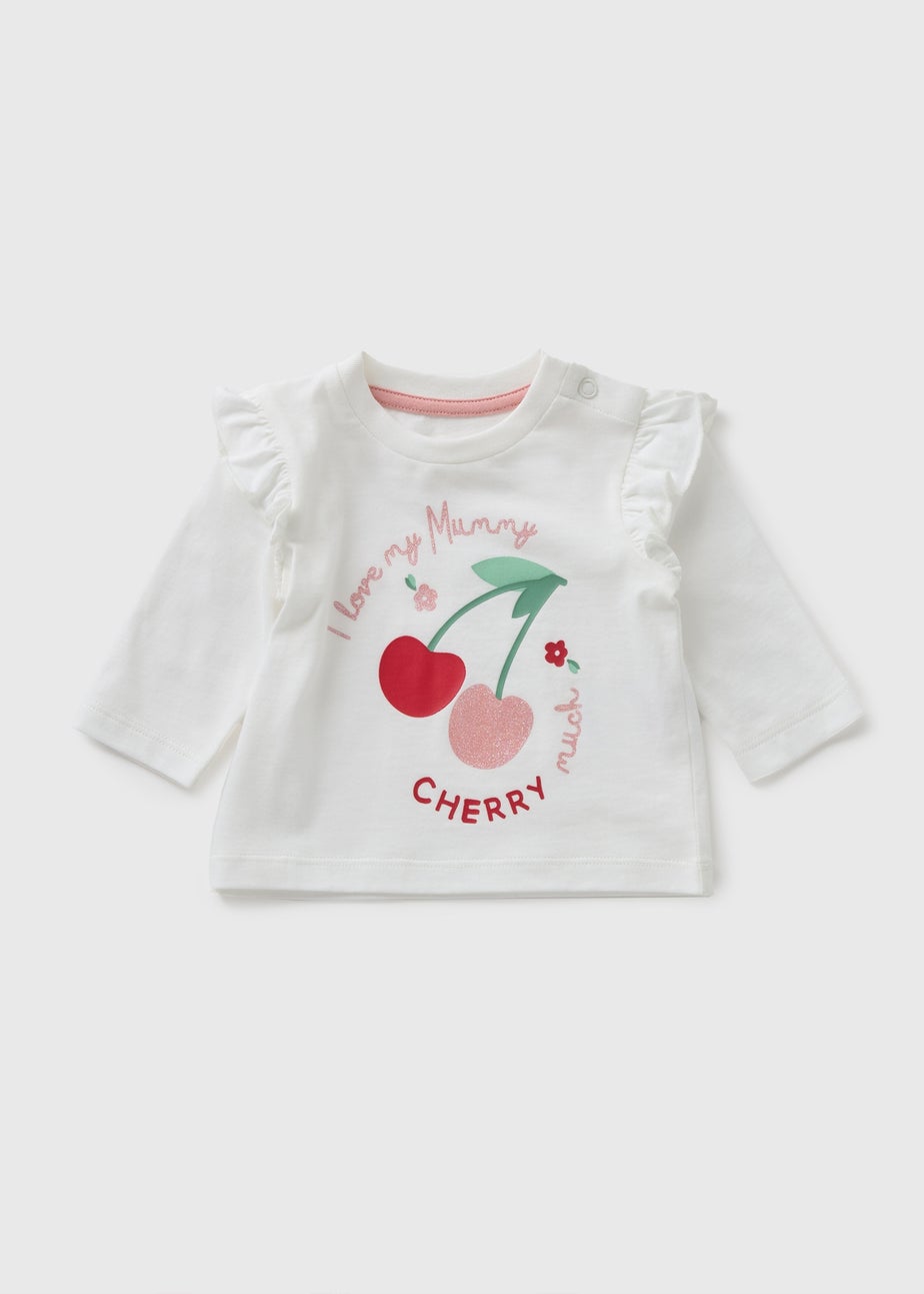 Baby White Cherry Mummy Top (Newborn-23mths)