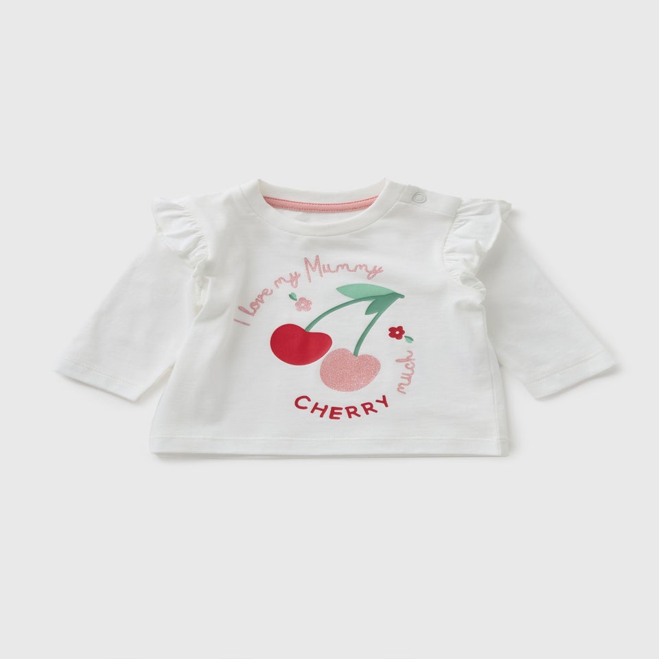 Baby White Cherry Mummy Top (Newborn-23mths)