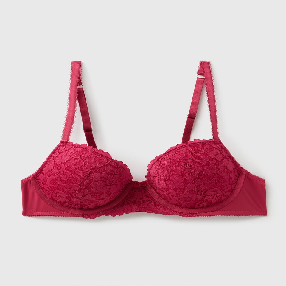 Burgundy Lace Detail Full Bra