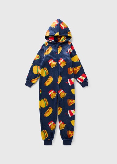 Boys Navy Food Onesie (7-13yrs)