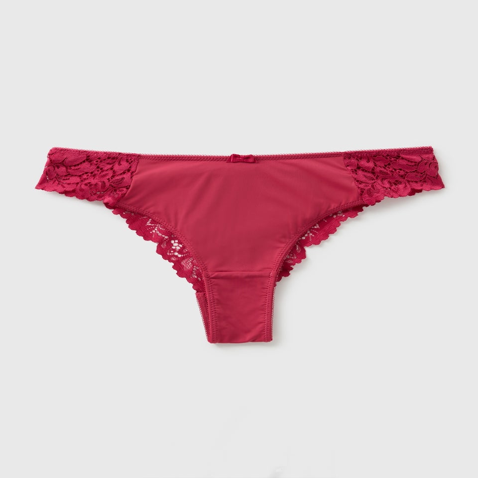 Burgundy Brazillian Lace Knickers