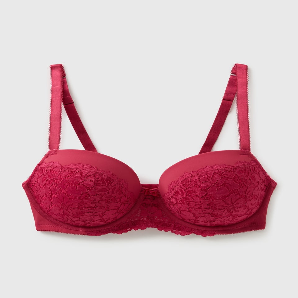 DD+ Burgandy Lace Detail Bra
