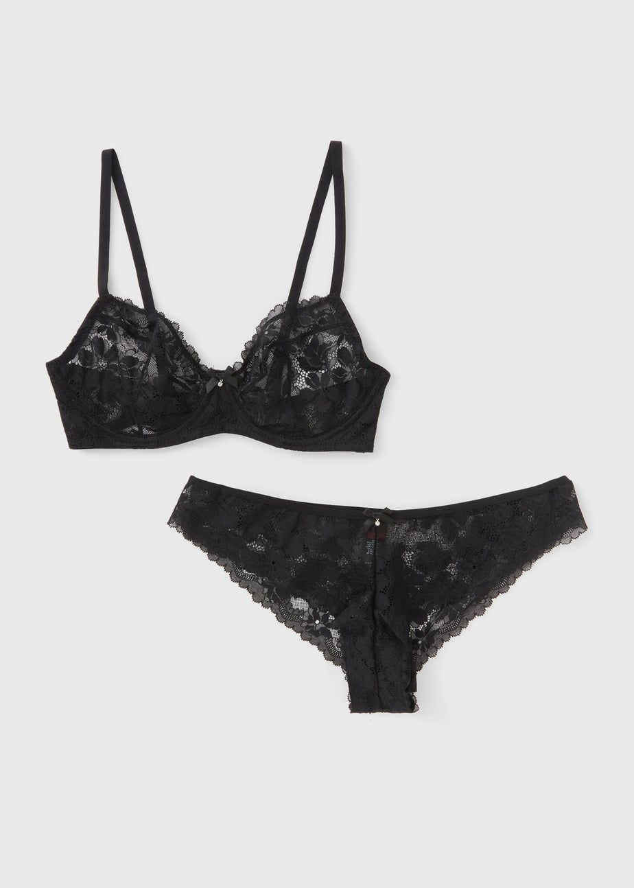 Black Non Padded Bra & Knickers Set