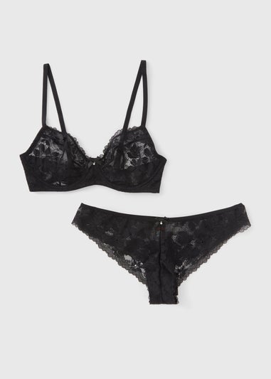 Black Non Padded Bra & Knickers Set
