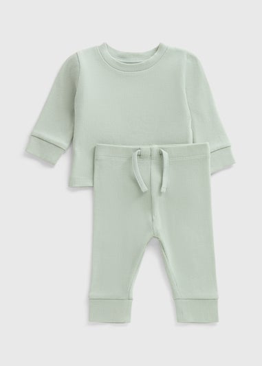 Baby Sage Ribbed Top & Trouser Set (Newbron-23mths)