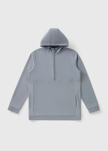 Boys Grey Contrast Panel Half Zip Hoodie (7-15yrs)
