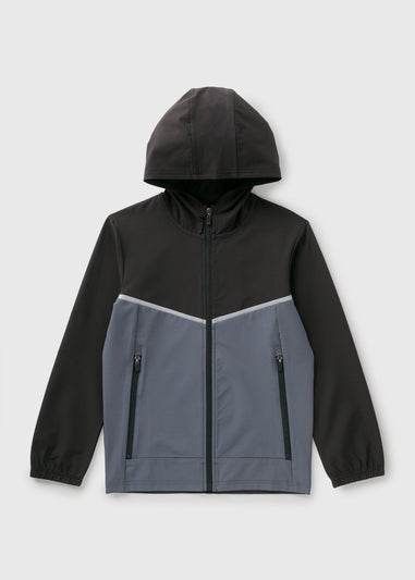 Boys Black Woven Panel Track Jacket (7-15yrs)