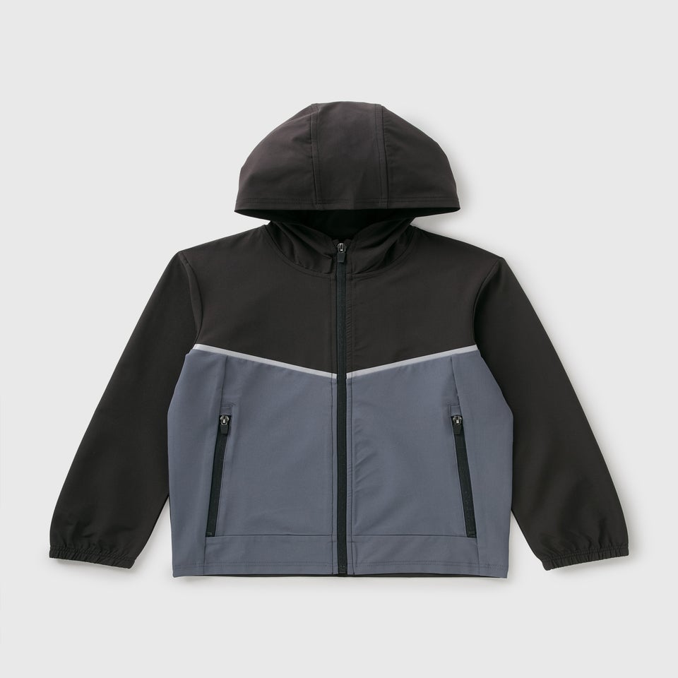 Boys Black Woven Panel Track Jacket (7-15yrs)