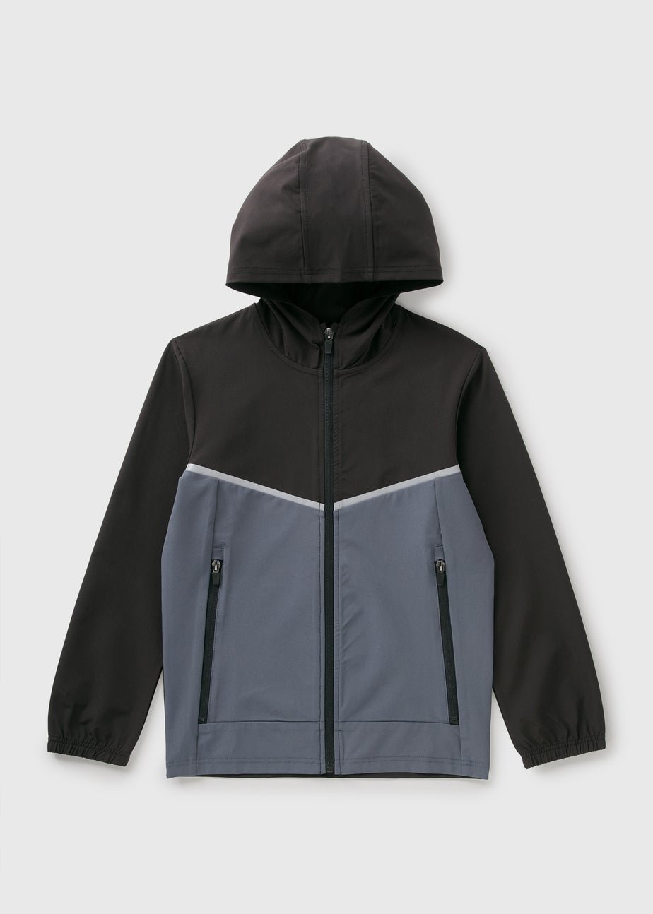 Boys Black Woven Panel Track Jacket (7-15yrs)