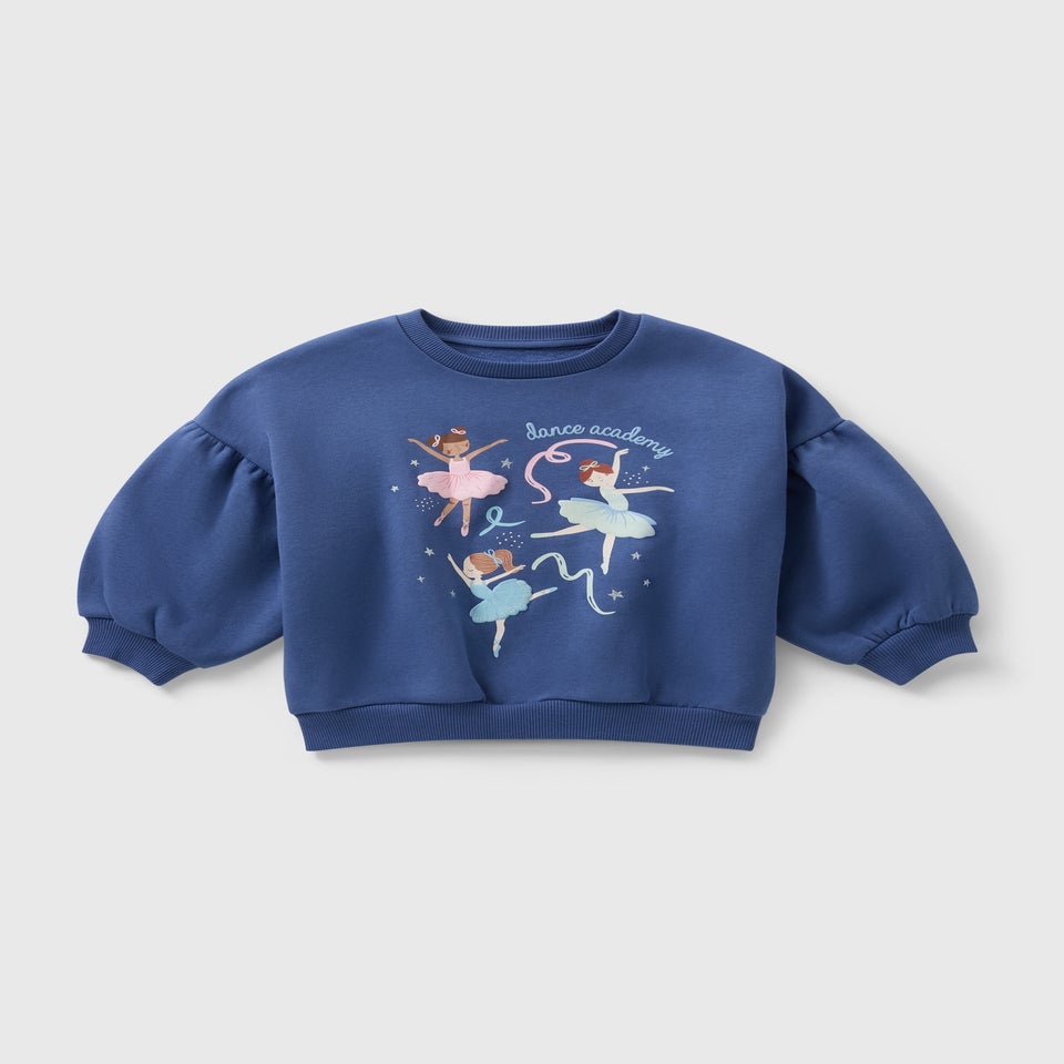 Girls Blue Ballerina Sweatshirt