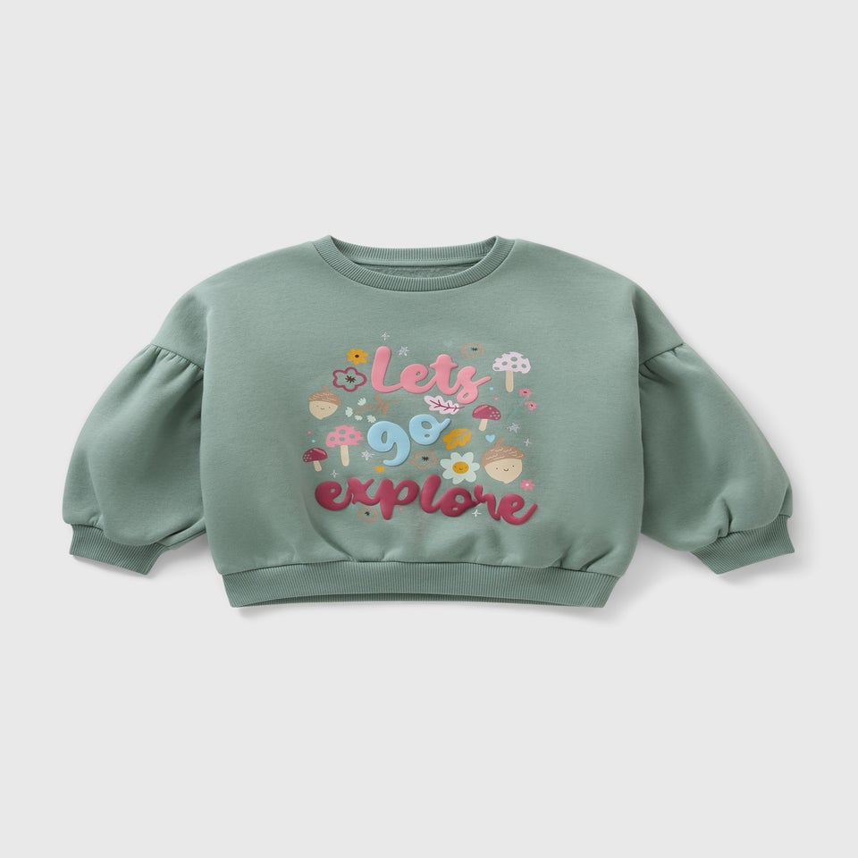 Girls Green Explore Sweatshirt (1-7yrs)